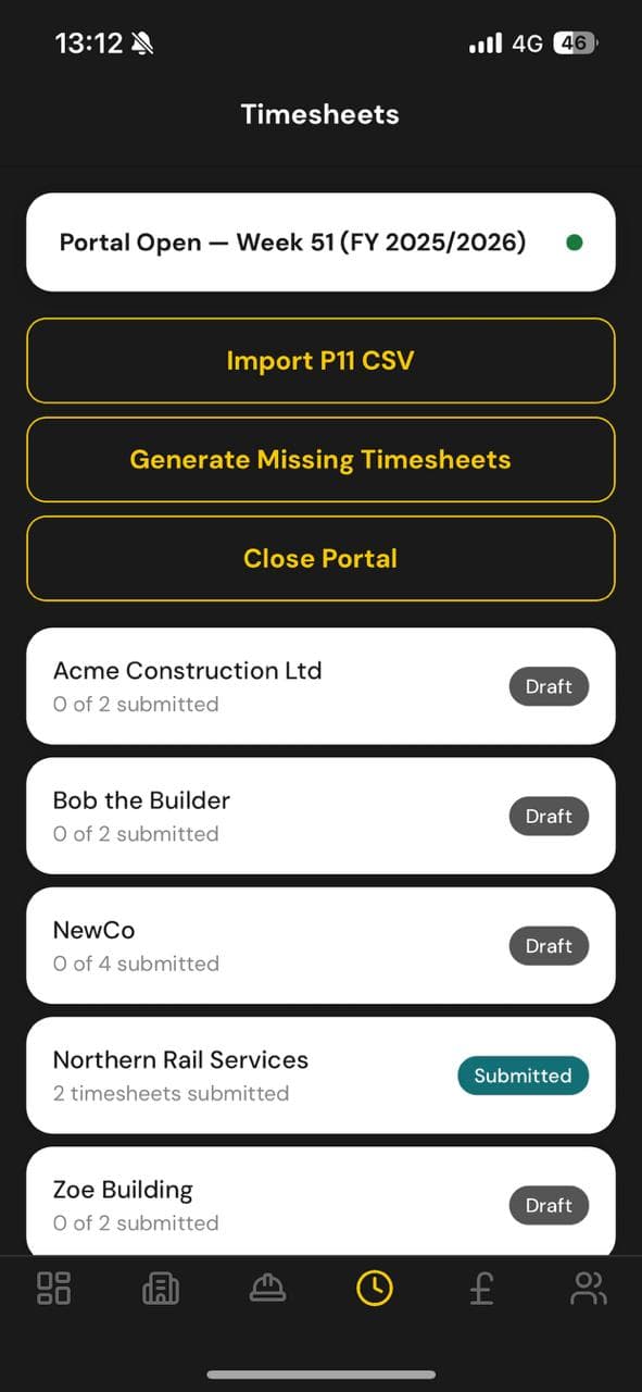 Submit timesheets